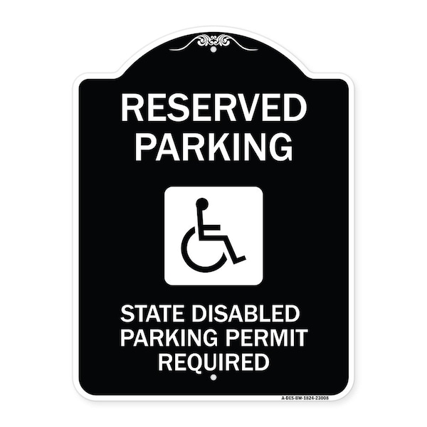 Reserved Parking State Disabled Parking Permit Required Heavy-Gauge Alum, 24" x 18", BW-1824-23008